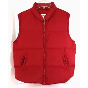 Eddie Bauer Vest Wn L Red Goose Down Puffer Zip Quilted Lined Pocket Preppy Cozy